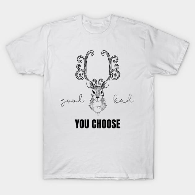 Hopeful Reindeer Good or Bad? You Choose Christmas Gifts Christmas Anticipation Christmas List Santa Claus T-Shirt by nathalieaynie